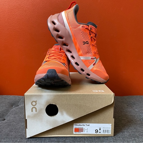 On Cloud Women's Cloudsurfer Trail Flame/Dustrose Sneakers Size 9.0 NEW - Picture 6 of 16